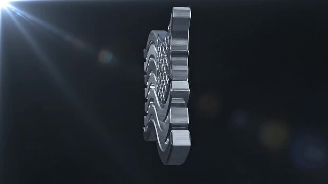 Intricate silver emblem with wave pattern, symbolizing strength and tradition.