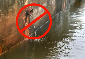 Water pollution in canal because industrial not treat water before drain.