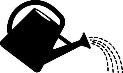Watering Can Silhouette – Black Vector Illustration, Gardening Tool, Plant Care, Pouring Water, Agriculture, Nature, Horticulture, Clipart, Outline Design, Editable Vector.