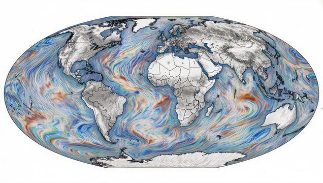 Global Ocean Currents Visualization - A Detailed Scientific Representation.