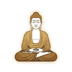 Serene Buddha illustration presenting meditating religious figure in spiritual posture with peaceful expression, Buddha illustration is great.