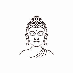Simple Buddha outline illustration emphasizing spiritual serenity and minimalistic art. Serene Buddha outline provides meditative representation of enlightenment,