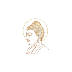 Buddha line art with simple drawing of Gautama Buddha in side view, great for spiritual design needs. This Buddha line art symbolizes enlightenment and inner peace,