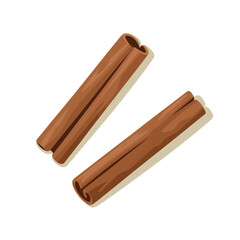 Two cinnamon sticks on a white background
