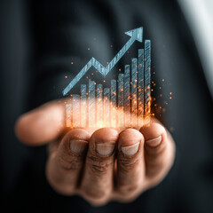 Hand Growing Business Chart Symbolizing Success Growth