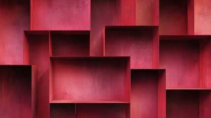 Red geometric abstract pattern of industrial metal boxes background