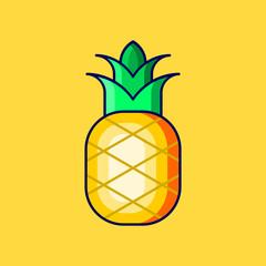 Pineapple Vector Icon Illustration On Isolated Background.	
