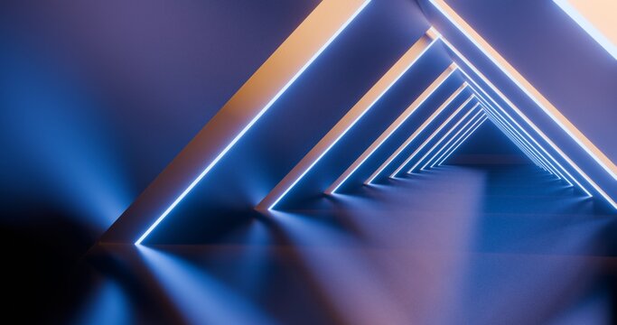 Architecture background geometric arched interior 3d render