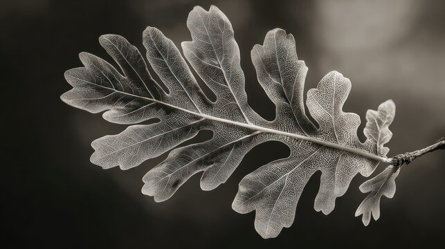 Detailed gray scale leaf