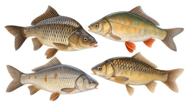Carp PNG Set &ndash; Various Realistic Fish Isolated on Transparent Background
