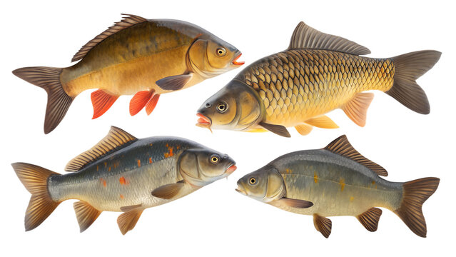 Carp PNG Set &ndash; Various Realistic Fish Isolated on Transparent Background
