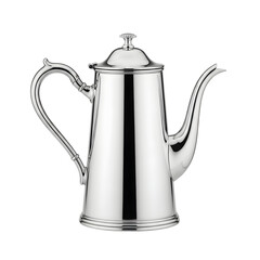 Elegant silver coffee pot isolated on transparent background