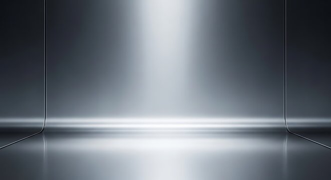 Metallic Surface with Bright Light and Reflections, Modern Design.
