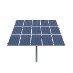 Modern solar panel array on a pole isolated on transparent background