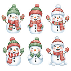 Adorable Christmas Snowmen Collection with Different Poses