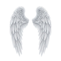 Obraz premium Angel Wings White Feather Isolated On Transparent Background