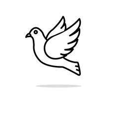 Flying Dove Bird Icon Vector Outline Design