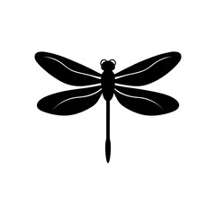 Silhouette of a dragonfly icon on transparent background