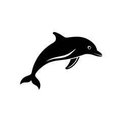 Fototapeta premium Silhouette of a single dolphin on transparent background