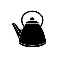 Silhouette of a black tea kettle on transparent background
