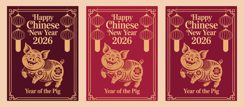 Happy chinese new year 2026 year of the pig design