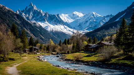 Obraz premium A photograph of Chamonix in the French Alps