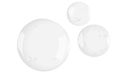 Gel serum texture. Clear skin care liquid drops. Cosmetic product swatch isolated on white background