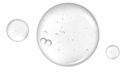 Gel serum texture. Clear skin care liquid drops. Cosmetic product swatch isolated on white background