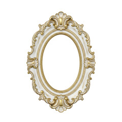 Ornate oval antique picture frame isolated on transparent background