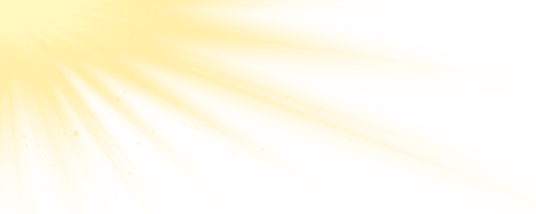 Yellow sunlight rays with soft glow from the top on transparent background. Png light sunlight, sun bright sunbeam, shine glowing sunshine lens.