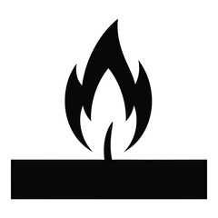 Simple silhouette of a flame on a rectangular base representing fire or heat for graphic design projects silhouette
