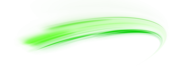 Green glowing swirl on white background. Fresh wind swirl with green leaves and glitter and neon green lines. Featuring an abstract, transparent effect with rotating beams, streaks PNG
