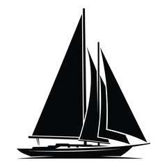 Classic silhouette of a majestic sailboat navigating open waters with full sails set silhouette