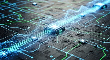 Microchip on circuit board with data stream
