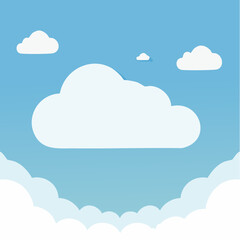 Fototapeta premium Clear blue sky with fluffy white clouds, a serene and peaceful natural scene