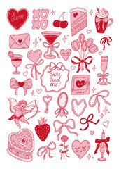 Cute Valentine s Day Love Elements printable Set.