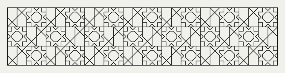 Geometric flower shapes line pattern background in black and white for banners, wall décor, textiles, interior design and more.