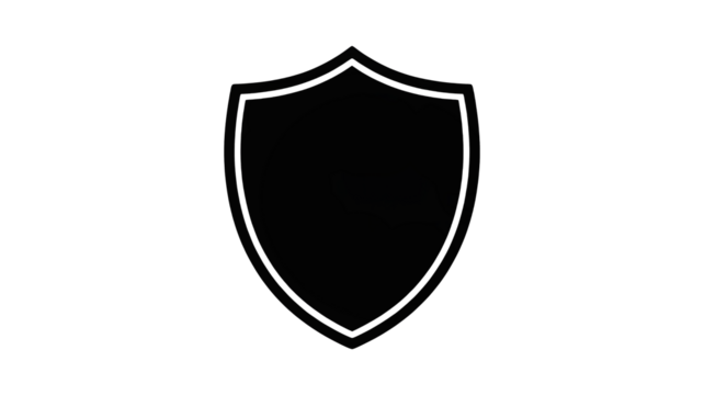 Sleek heraldic shield emblem for security, protection, and gaming design projects, conveying trust and safety in a modern minimalist style