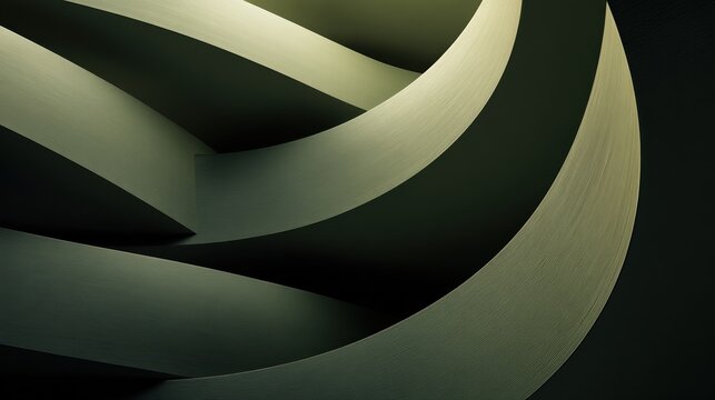 Minimalist Abstract Architectural Facade Fragment with Curved Geometric Elements