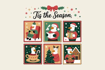 Whimsical christmas scenes collage 