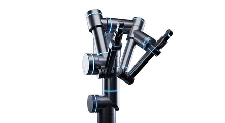Fototapeta premium Advanced robotic arm with articulated joints isolated on transparent background