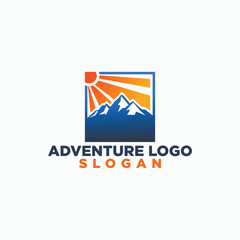 mount vintage logo vector, adventure emblem design