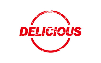 DELICIOUS - Red Rubber Stamp with text message DELICIOUS
