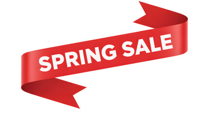 Eye-catching Spring Sale banner in vibrant red, perfect for promotions, offers, and seasonal marketing campaigns, draw attention now!