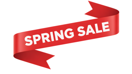 Eye-catching Spring Sale banner in vibrant red, perfect for promotions, offers, and seasonal marketing campaigns, draw attention now!