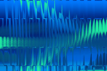 Abstract blue and green geometric background with vertical lines and patterns