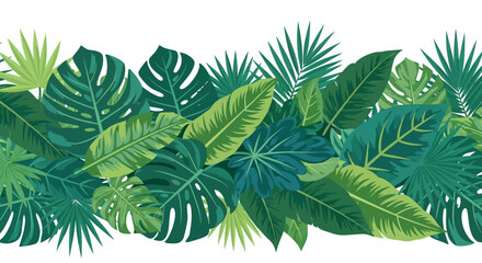 Lush Tropical Jungle Leaves Vector: Exotic Foliage Border & Botanical Background