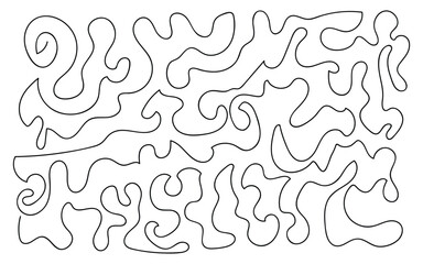 Abstract line pattern design, Simple maze shape outline, Minimal squiggle background vector