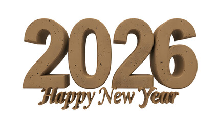 Happy New Year 2026 greeting in elegant 3D typography, perfect for festive celebrations, announcements, and commercial designs
