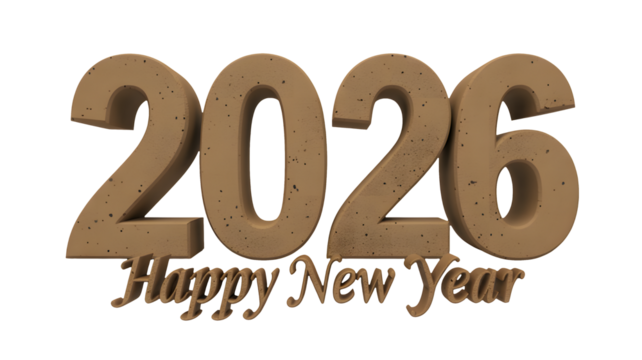 Happy New Year 2026 greeting in elegant 3D typography, perfect for festive celebrations, announcements, and commercial designs